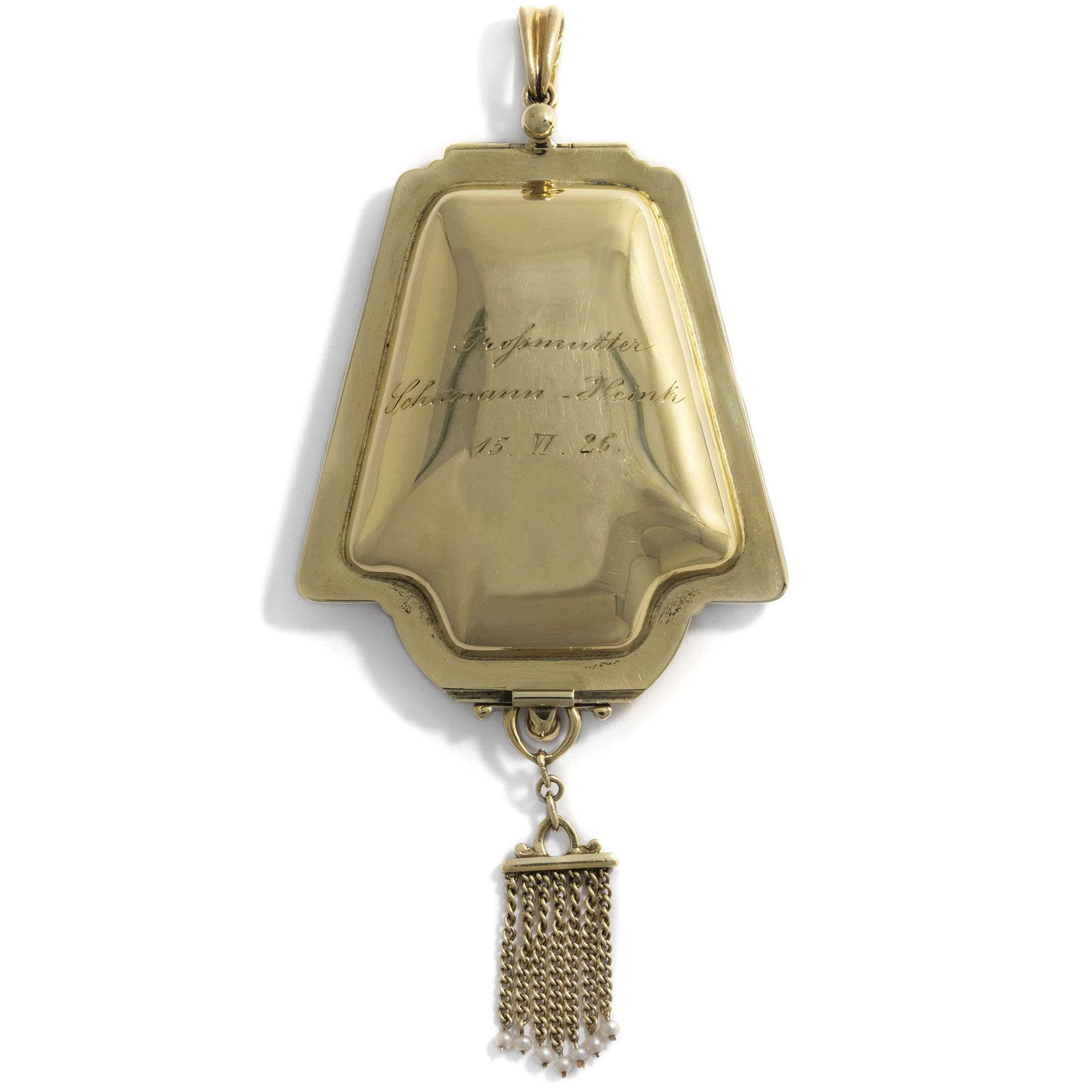 616121-hofer-antikschmuck-Grosses-goldenes-Medaillon-mit-Spiegel-bezeichnet-Schumann-Heink-und-datiert-1926-Opernjuwel_4