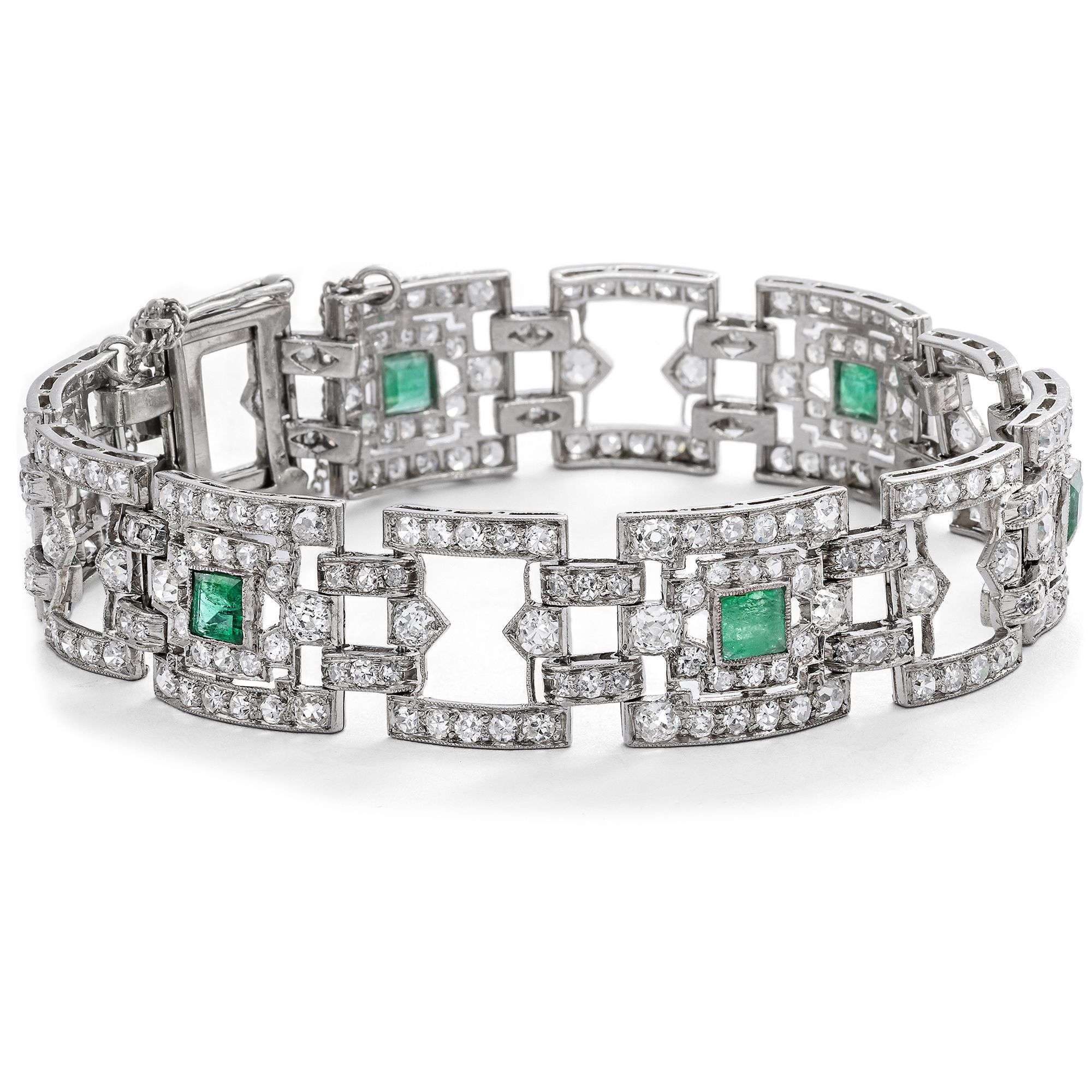 623569-hofer-antikschmuck-Kostbares-Armband-des-Art-Deco-mit-Smaragden-und-Diamanten-um-1925-Im-Lichterglanz