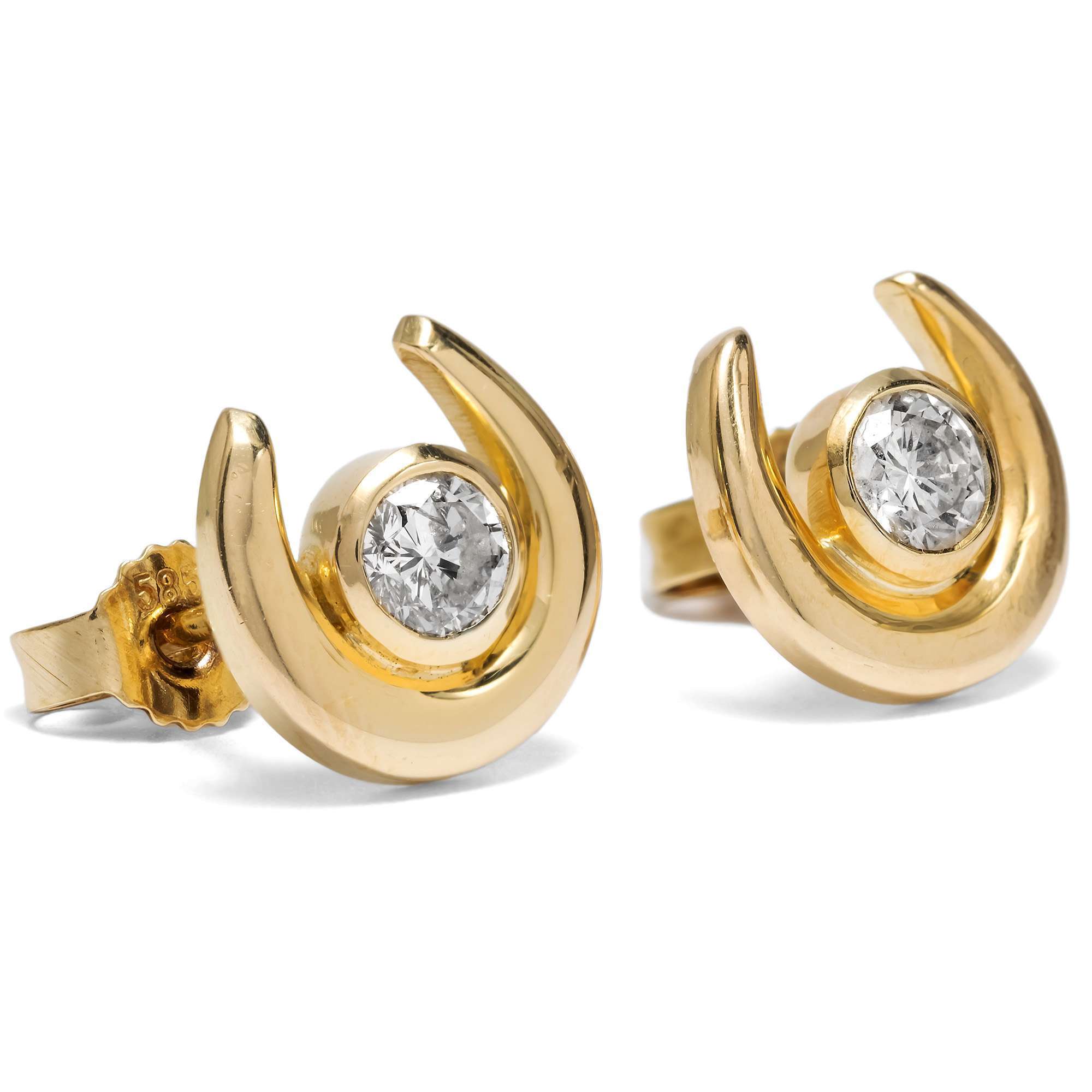624367-hofer-antikschmuck-Schoene-vintage-Ohrstecker-mit-Hufeisen-aus-Gold-und-Diamanten-um-1985-Funkelndes-Glueck_1