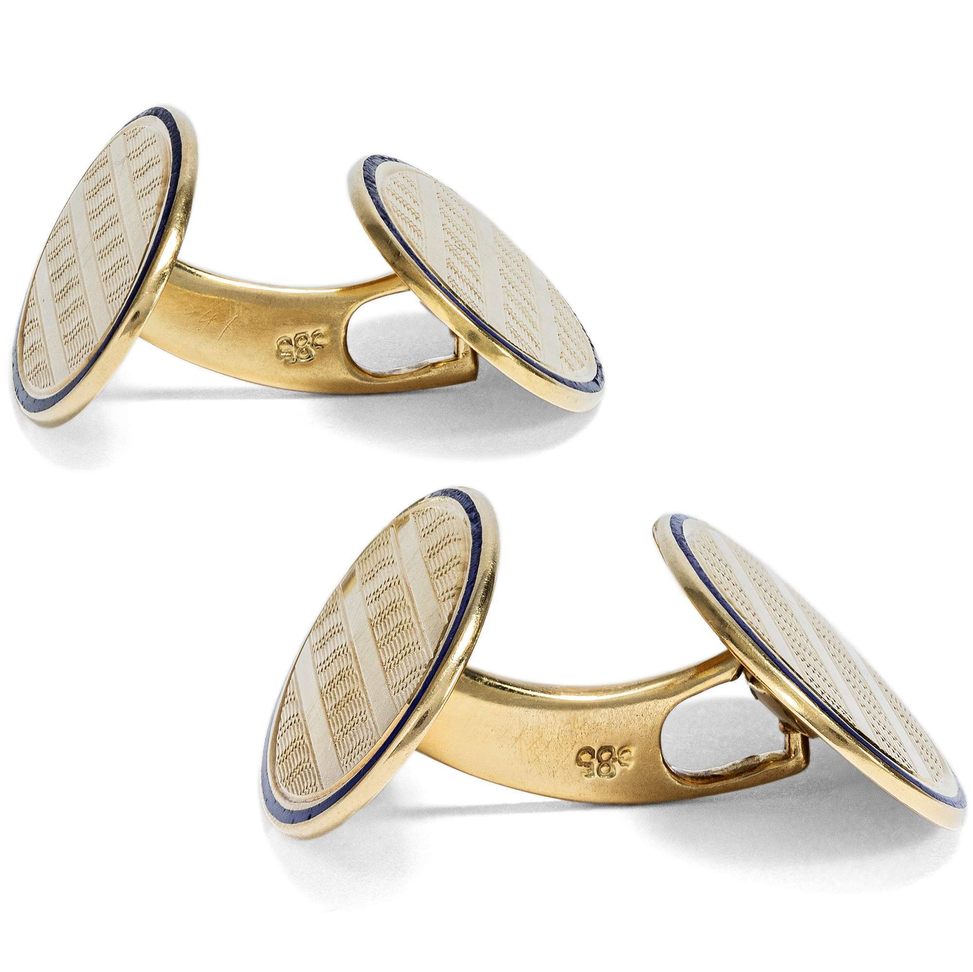 625681-hofer-antikschmuck-Elegante-antike-Manschettenknoepfe-aus-guillochiertem-Gold-und-Email-um-1920_2