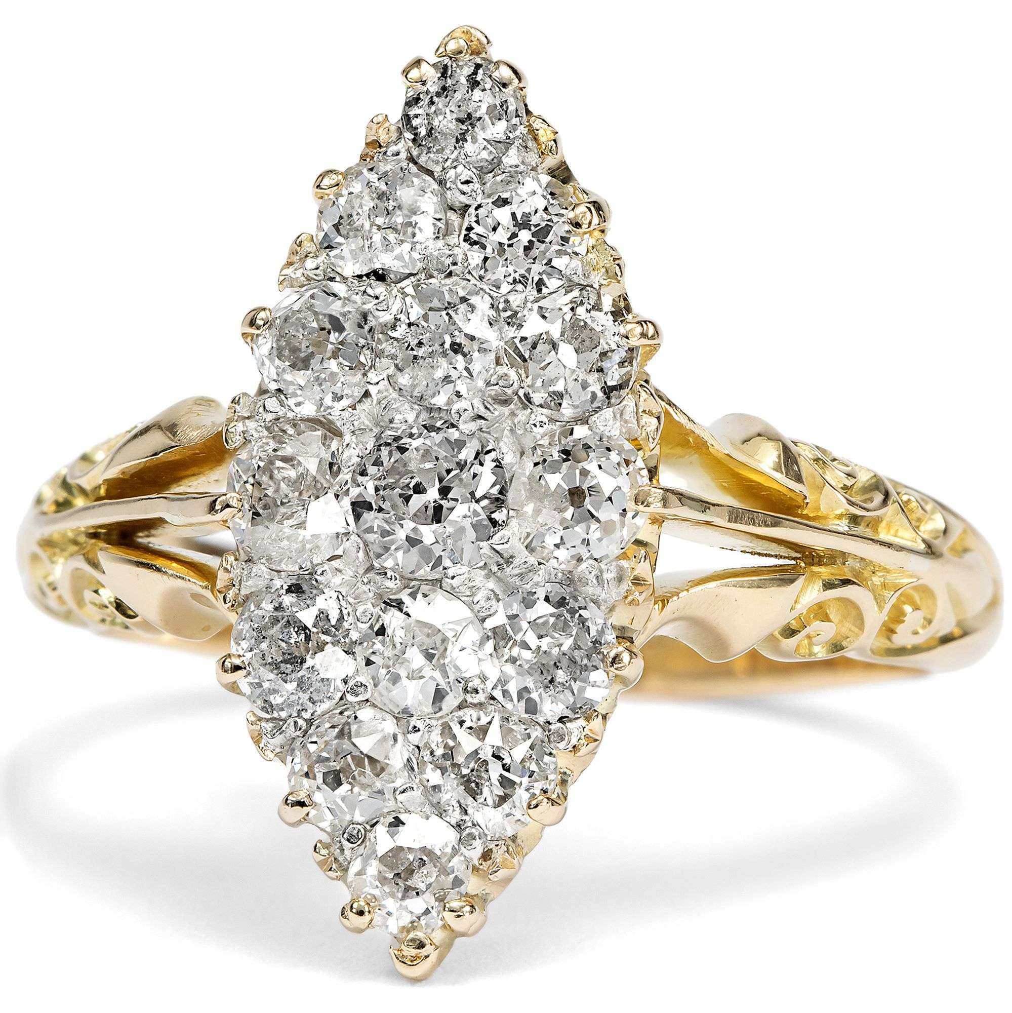 626587-hofer-antikschmuck-Viktorianischer-Schiffchenring-mit-Diamanten-im-Altschliff-England-um-1900-Karat-mit-Charakter_2