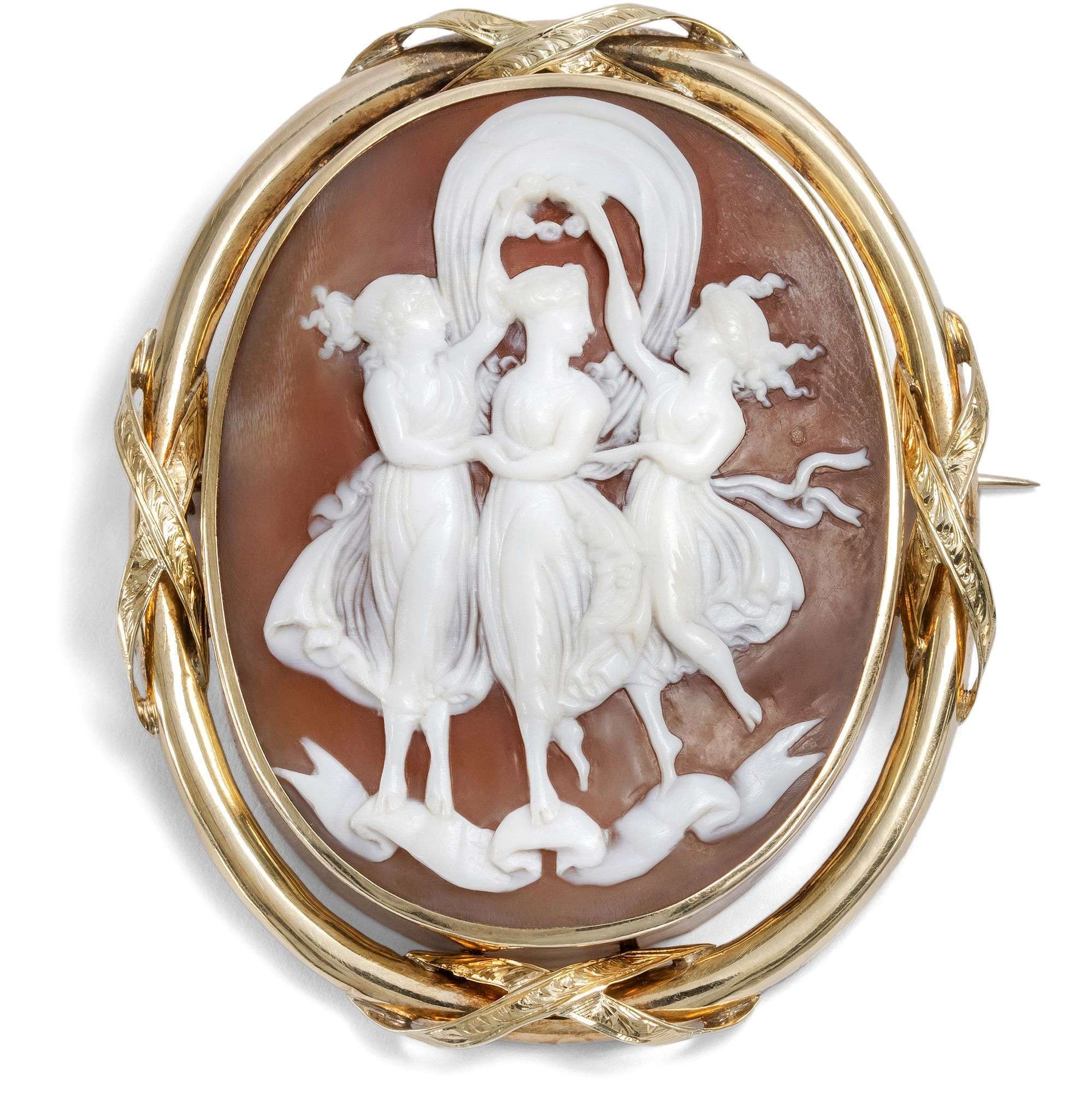 626688-hofer-antikschmuck-Antike-Muschelgemme-in-Gold-nach-Antonio-Canova-Italien-und-England-um-1865-Anmut-Glanz-und-festliche-Freude