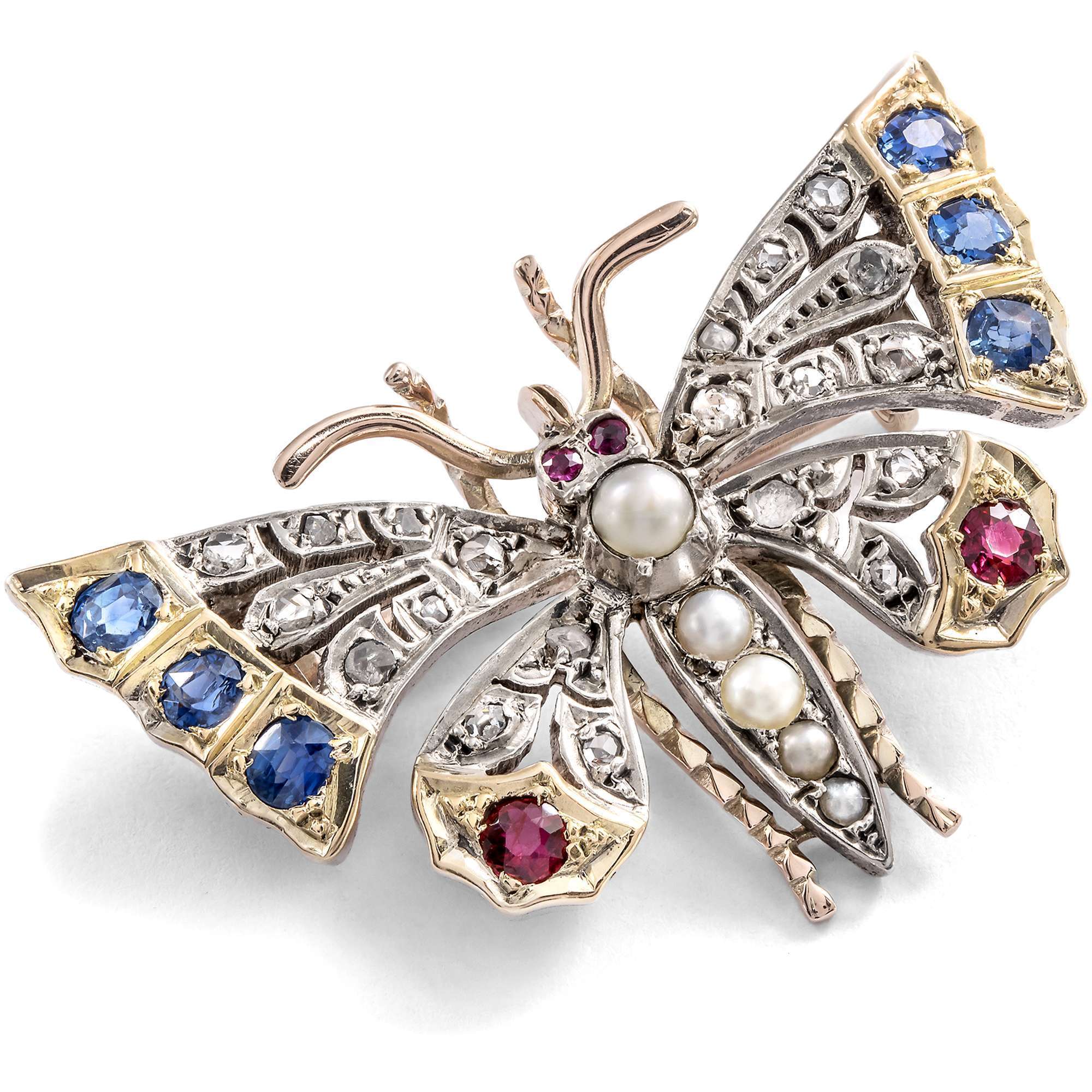 626888-hofer-antikschmuck-Viktorianischer-Schmetterling-mit-Diamante-Rubinen-und-Saphiren-um-1890-Flatterhaft-schoen_3