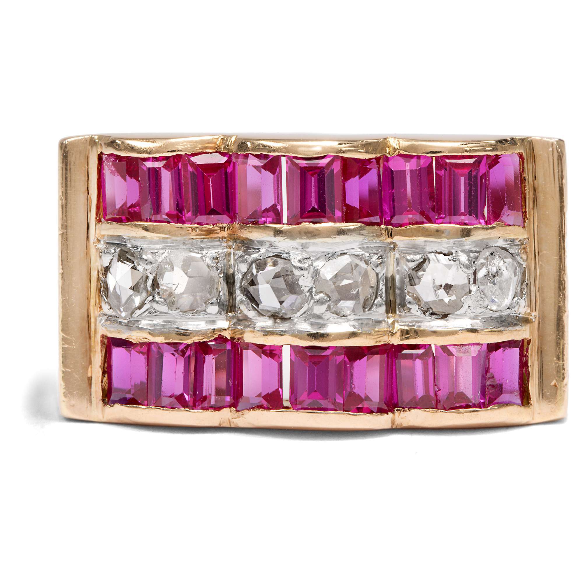 627346-hofer-antikschmuck-Praechtiger-Tank-Ring-mit-Diamanten-und-synthetischen-Rubinen-in-Gold-Lyon-1940er-Jahre-Schwebendes-Licht_5