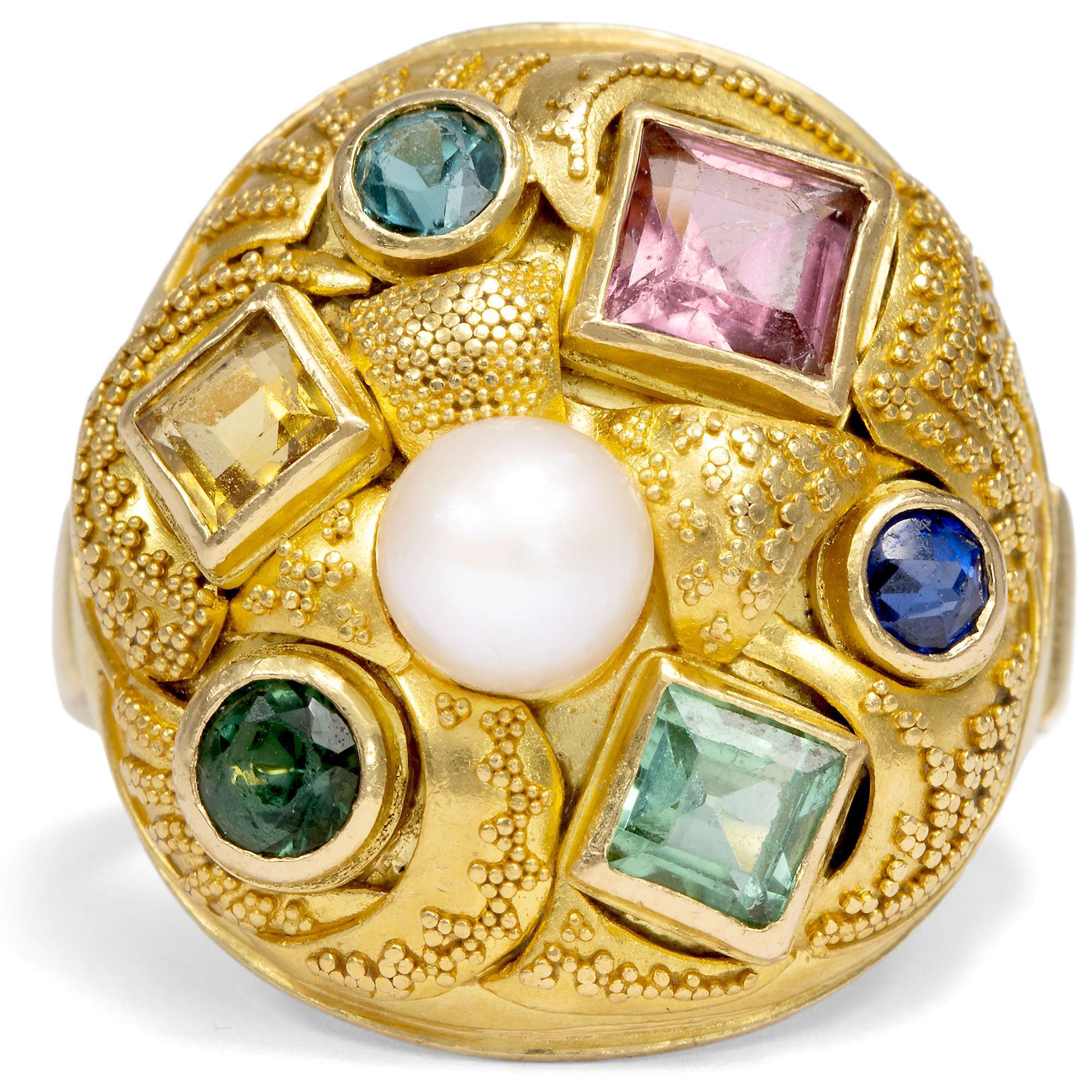 627471-hofer-antikschmuck-Vintage-Gemuesering-mit-Perle-und-Farbedelsteinen-in-Gold-um-1950-Gartengefluester_4